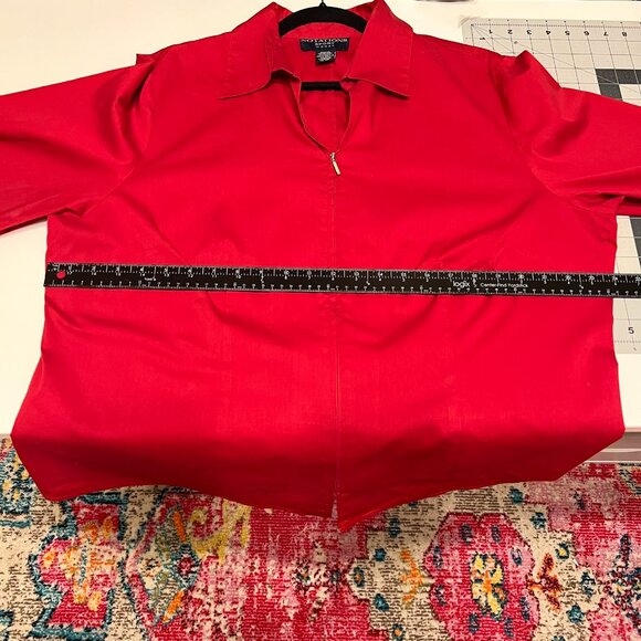 NOTATIONS SPORT Red Zip-Front Long Sleeve Shirt (Size 1X) - Picture 9 of 9